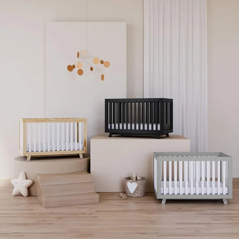 Lit bébé convertible Storkcraft Beckett (naturel avec lattes blanches) – Se transforme de lit bébé en lit pour tout-petit et en lit de repos