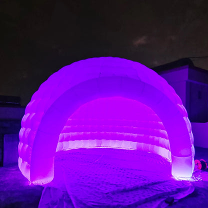 Carpa inflable portátil con forma de iglú y luz LED, carpa inflable con dosel y soplador de aire para exhibiciones, campamentos, fiestas y eventos