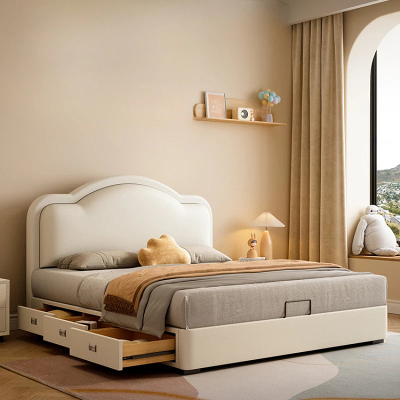 Cama infantil nórdica con cajones modernos de madera maciza, cómoda princesa, camas de dormitorio, muebles para el hogar