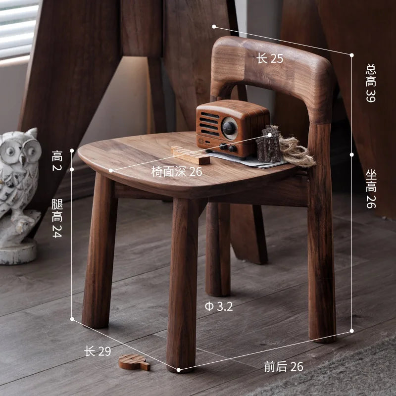 North American Black Walnut Small Stool Children Chair Shoe Changing Solid Wood Dining Chair Kitchen Furniture Home Comedor