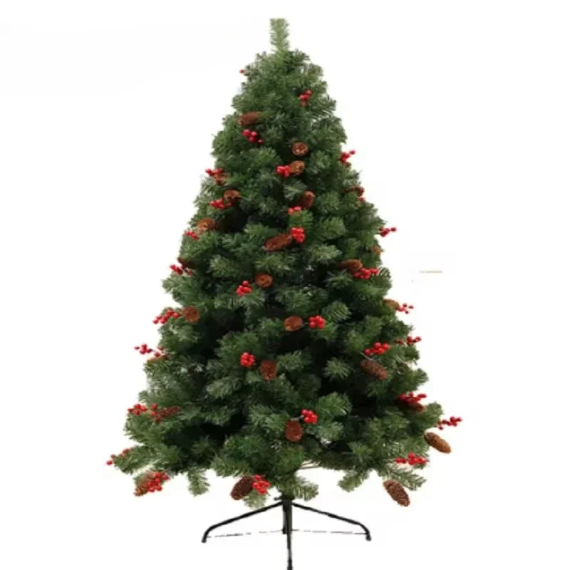 Árbol de Navidad de PVC con forma de pino y bayas, reutilizable para decoración del hogar, exterior, interior, regalo de Año Nuevo, 1,2 m-3 m