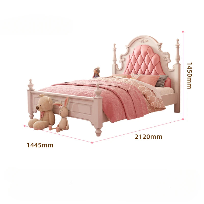 Lit pour enfants de luxe Princess American Pretty Pink White Queen Bed Comferter Luxury Kinderbett Furniture Home