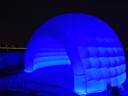 Carpa inflable portátil con forma de iglú y luz LED, carpa inflable con dosel y soplador de aire para exhibiciones, campamentos, fiestas y eventos