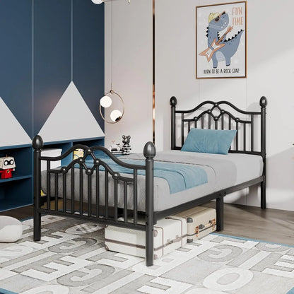 Twin Bed Frame with Headboard and  Modern Metal Platform Bed Frame for Kids, Support Up to , No Box Spring