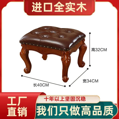 Small Kitchen Chair Coffee Table Adult Stool Living Room Solid Wood Backrest Children Chair Home Leather Low Stool 원목의자 Stuhl