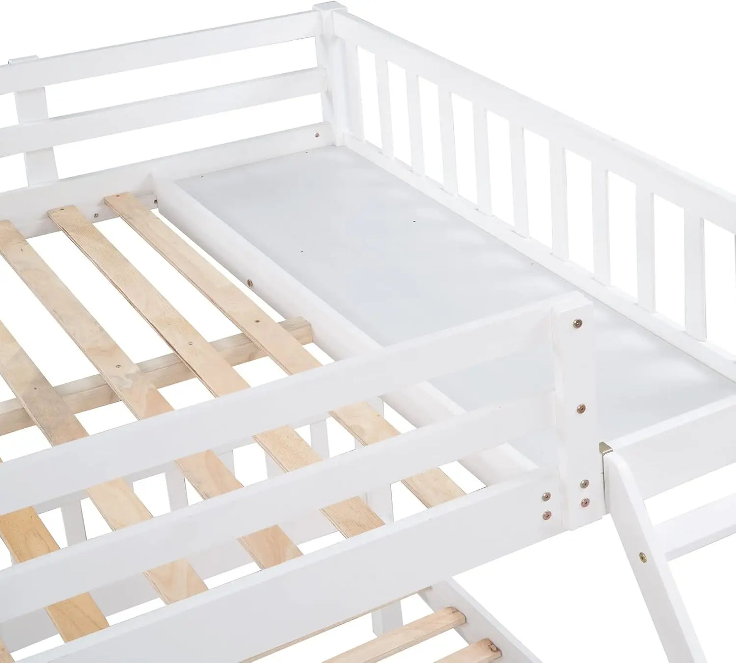 Triple Bunk Bed Full Over Twin &Twin Bunk Beds for 3, Wooden Triple Beds Frame with Drawers and Guardrails for Kids,Teens, Adult