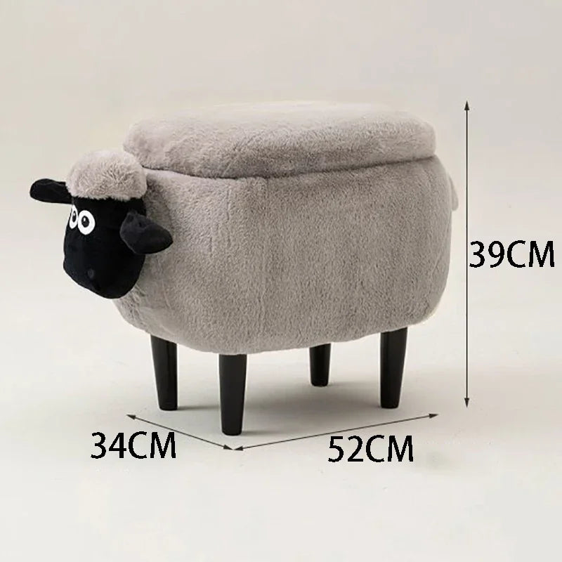 Multifunctional Living Room Ottomans Cartoon Sheep Styling Portable Small Chair Hallway Shoe Changing Stools Children Footrest