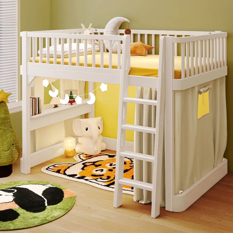 Cama King Size para niños, cama alta americana de madera blanca, moderna y cómoda, juego de dormitorio infantil, muebles Queen