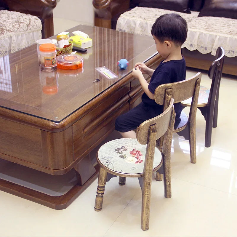 Chaise en bois massif pour enfants, jolie chaise de salon, petite chaise de ménage, siège d'étude à dossier court pour adultes, mobilier de designer européen