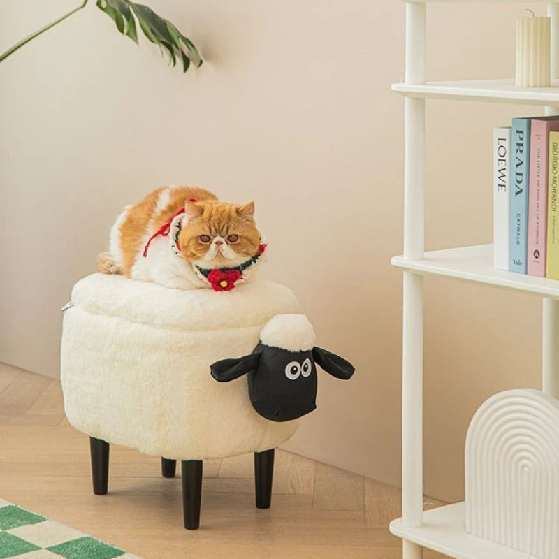 Multifunctional Living Room Ottomans Cartoon Sheep Styling Portable Small Chair Hallway Shoe Changing Stools Children Footrest