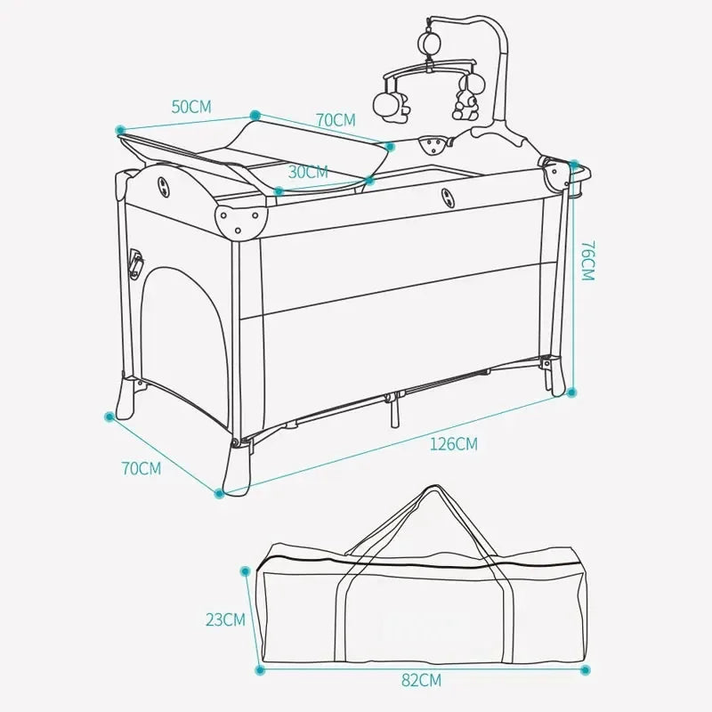 Cuna portátil para bebé MOEYE con mesa cambiadora de pañales, cuna para dormir para bebé, corralito multifuncional