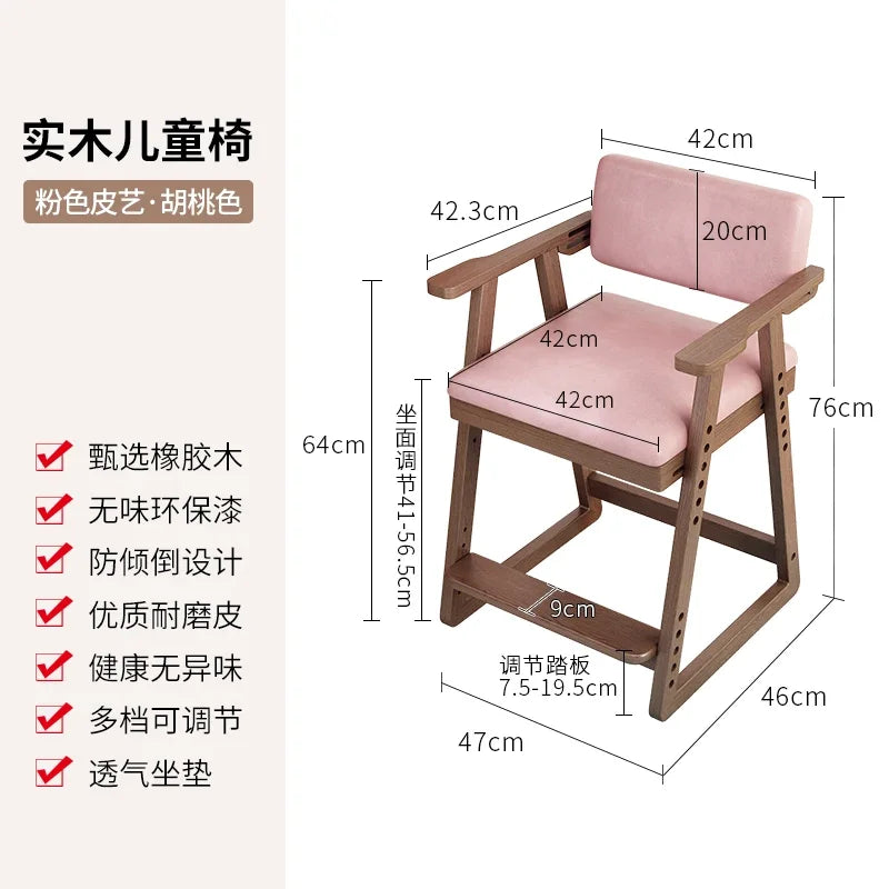 Chaises d'étude pour enfants en bois massif avec sièges élévateurs réglables Chaises d'écriture Chaises de salle à manger Bureaux de cuisine Sillas Para Comedor Стул 의자