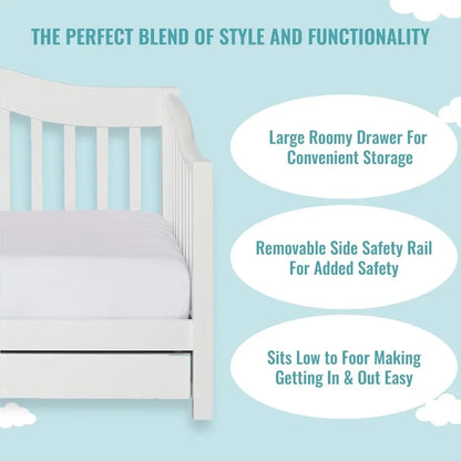 Cama de día para niños pequeños en color blanco, con certificación Greenguard Gold