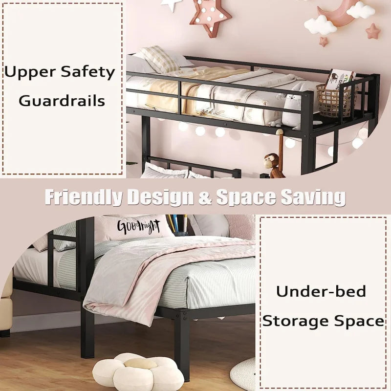 Metal Bunk Bed Set for Kids and Teens Over Twin