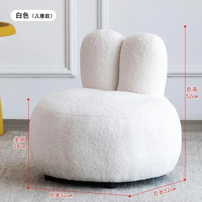 Nordic Lamb Velvet Fabric Single Small Sofa Ins Wind Net Red Creative Personality Bedroom Rabbit Ear Princess Sofa Stool