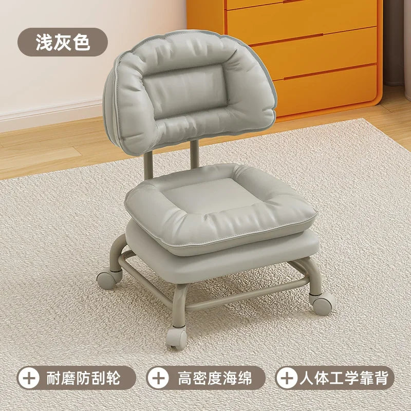 Small Stool with Universal Wheels for Home Use Children Walking with Wheels Backrest Chair 의자 식탁의자 Kitchen Living Room 가구