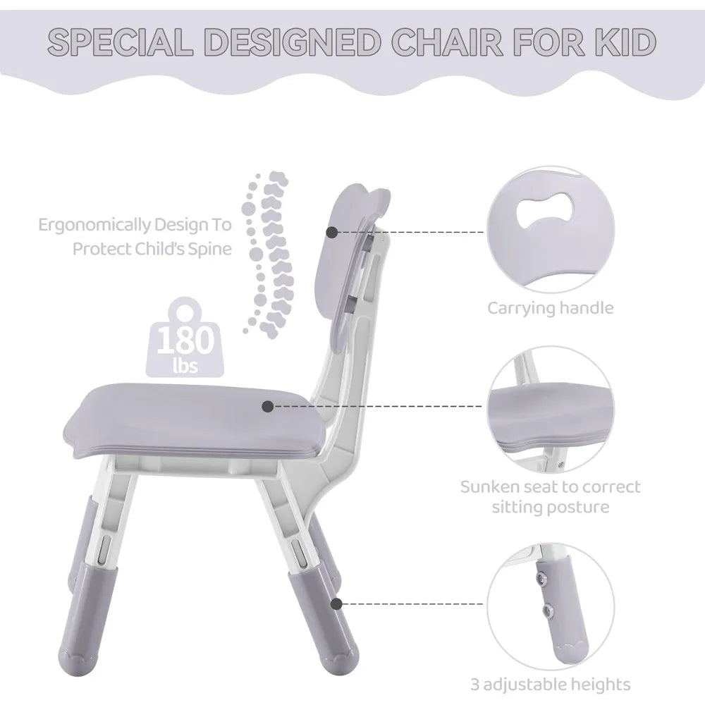 Table and Chairs Set, Height Adjustable Toddler Table and Chair Set for Kids Ages 3-8, 31.5"L x 23.6"W Graffiti Desktop Plastic