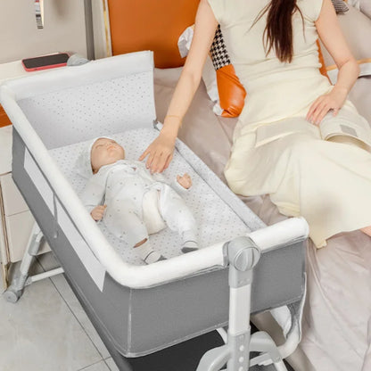 Berceau multifonctionnel pour bébé avec épissage pliable et réglable en hauteur, balançoire de chevet portable et mobile, berceau, lit de couchage