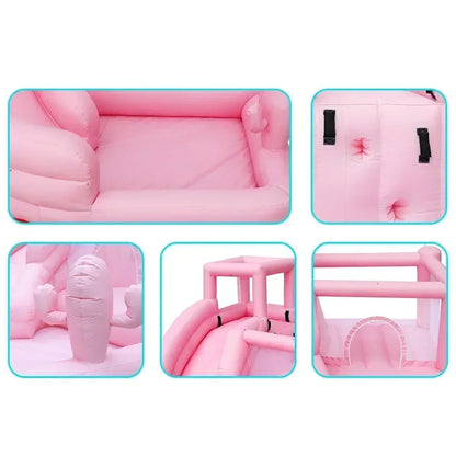 Pink Inflatable wedding castle trampoline Bounce House with air blower Party event Rental kids toy outdoor Jumping bed