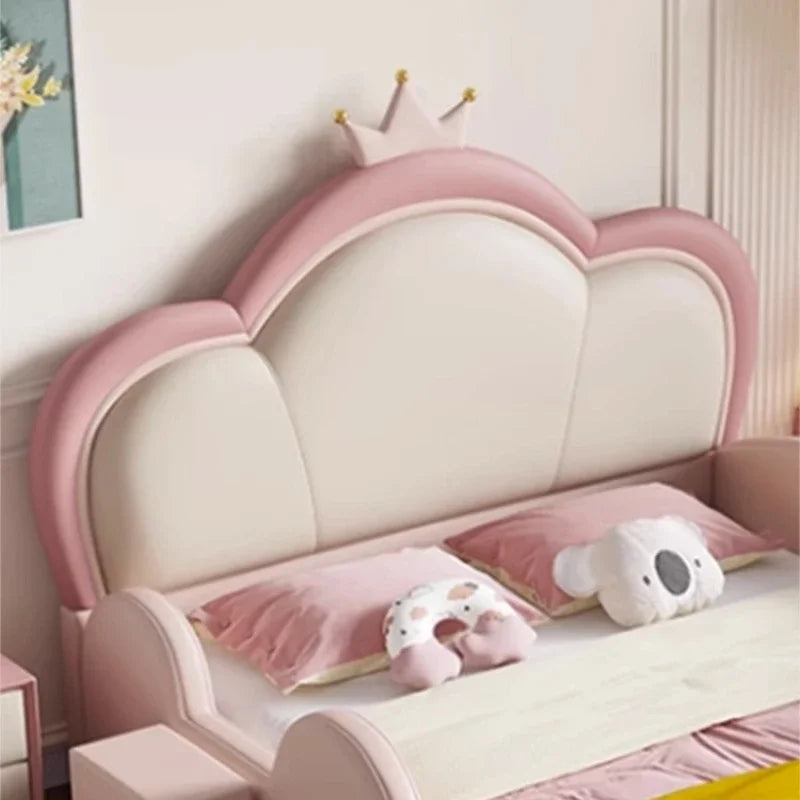 Lit double princesse doux pour filles, lit mezzanine en cuir de luxe moderne pour enfants, lit Queen Baby Camas De Dormitorio, meubles de chambre à coucher