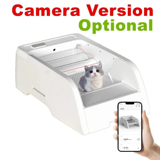 Caja de arena para gatos autolimpiante Bandeja automática eléctrica para gatos con extremo abierto Sensor infrarrojo Múltiples gatos Adecuado para gatos grandes Producto