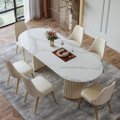 Mesa central para sala de estar, muebles de jardín, comedor individual, sillas de cocina de lujo, decoración concisa en tablero brillante, diseño en marfil