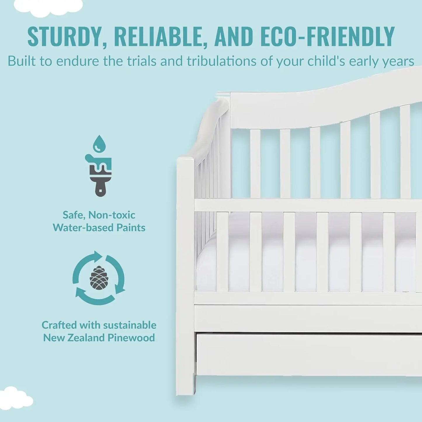 Cama de día para niños pequeños en color blanco con certificación Greenguard Gold El estilo simple y preciso de la cama de día con una combinación de curvas y líneas rectas