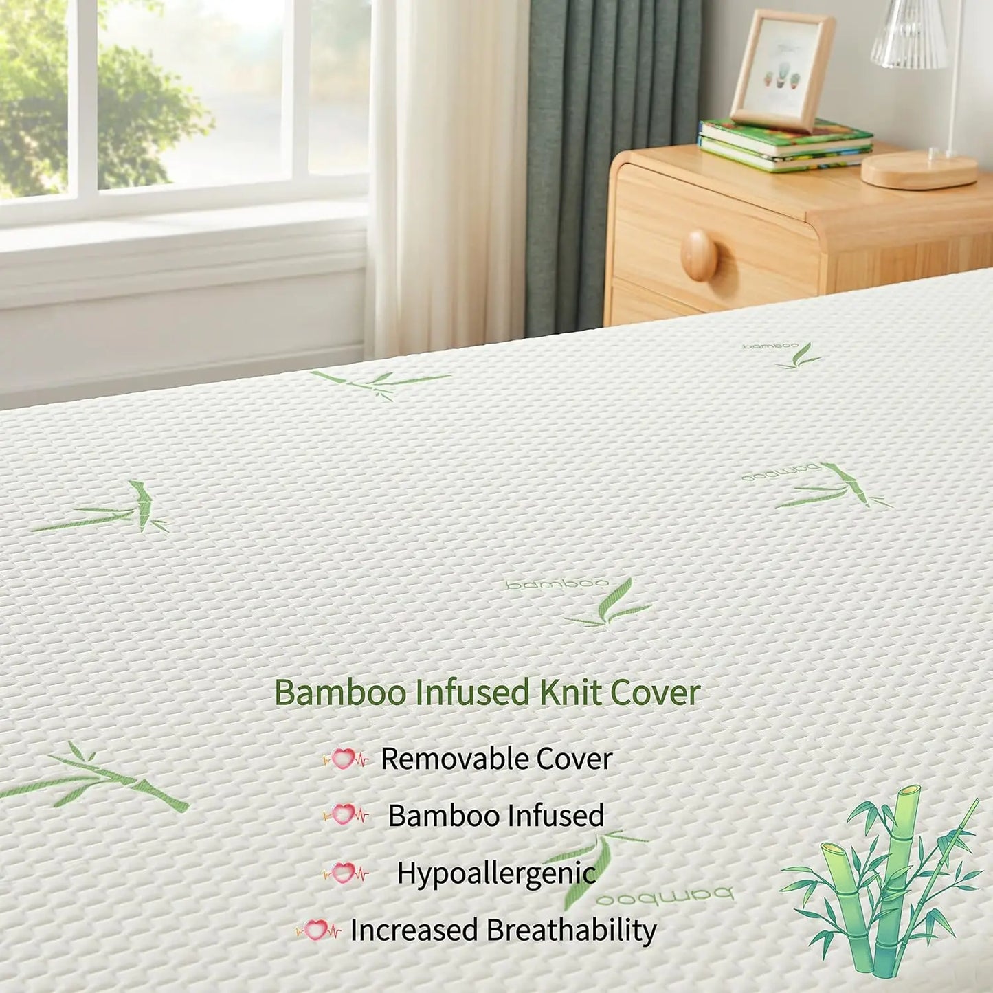 Twin Mattress, 5 Inch Memory Foam Mattress in a Box for Kids with Breathable Bamboo Cover, Medium Firm Gel Mattress for Bunk Bed