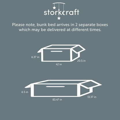 Lit superposé Storkcraft Caribou Twin Over Twin (blanc) - Certifié Greenguard Gold, lits superposés jumeaux pour enfants, se transforme en 2