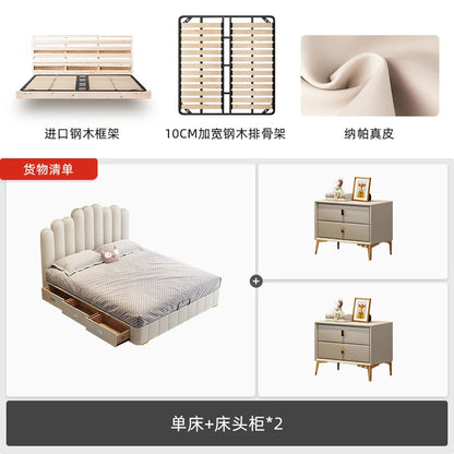 Princess Modern Childrens Bed Elegant Leather Villa Loft Children Beds Comferter Luxury Kinderbett Bedroom Set Furniture