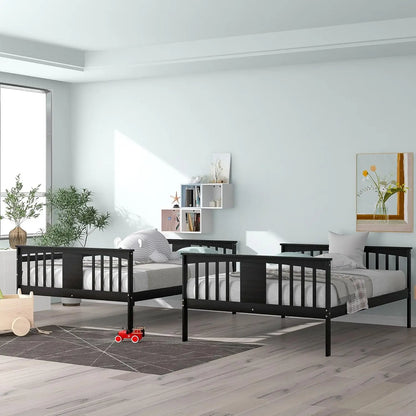 Literas Lostcat de tamaño completo, litera de madera de tamaño completo con barandilla de gran longitud y escalera para dormitorio de niños y adolescentes