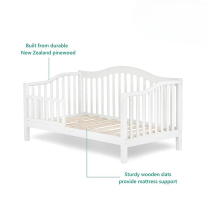 Toddler Day Bed in White, Child Safe Water Based Paints Used, Low To Floor Design 54x30x29 Inch (Pack of 1)  Bed