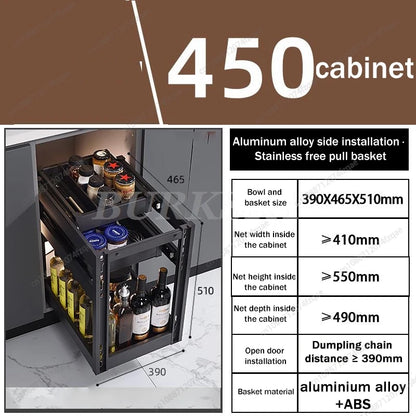 Gabinete de cocina y canasta de esquina de almacenamiento Estante para platos de condimentos incorporado Estante para platos extraíble completamente abierto y giratorio Suministros de almacenamiento