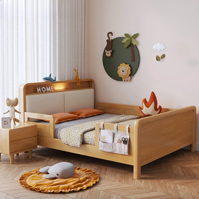 Bonita cama blanca para niños, lujosa y moderna cama nórdica para niños, cabecero, cómoda cama, juego de dormitorio