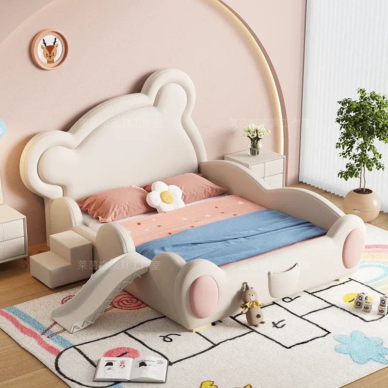 Princess Soft Girls Double Bed Kids Modern Luxury Loft Baby Double Bed Frame Queen Lit Cabane Enfant Furniture For Bedroom