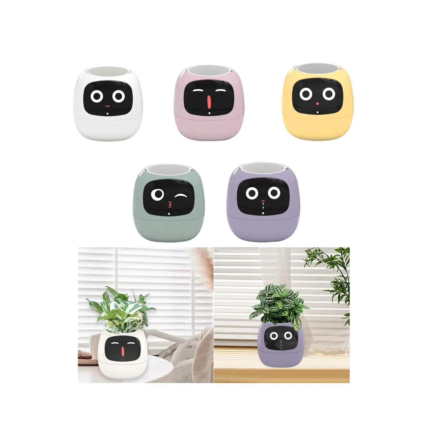 Maceta inteligente adorable con interacción de gestos para plantas de interior, para sala de estar interior, escritorio ordenado, regalo