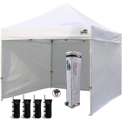 Pop-up Canopy Tent Commercial Instant Canopy with 4 Removable Zippered End Sidewalls & Roller Bags, 4 Sandbags Give