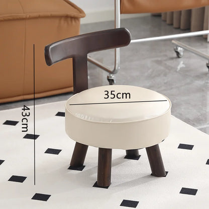 Solid Wood Rotating Stools Household Low Backrests Small Chairs Living Room Sofas Soft Bags Shoe Changing Stools Children Design