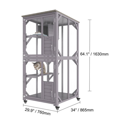 VEVOR - Casa de juegos grande de 3/7 niveles para gatos, conejos, cerdos, perros, corral grande para hacer ejercicio, caja grande para gatos, árbol grande de madera para gatos, casa para gatos para conejos