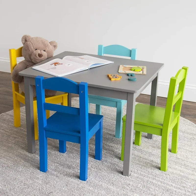 ensemble table et chaises pour enfants, ensemble table et 4 chaises en bois Humble Crew Tot Tutors - Collection Forever blanche, rose et violette,