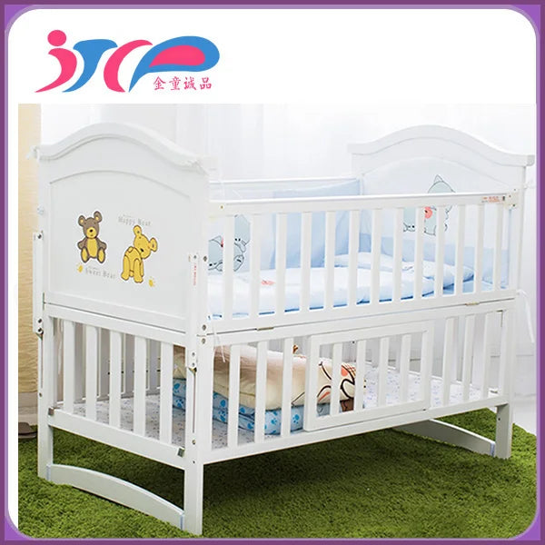 Natural Wood Baby Crib Kids Bed Multi-Function Solid Wood Infant Cradle Newborn Playpen