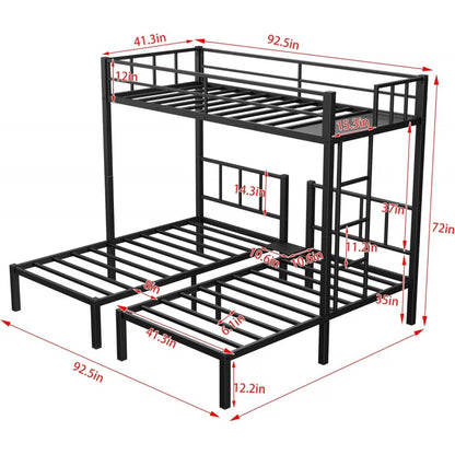 Ensemble de lits superposés en métal pour enfants et adolescents au-dessus de lits jumeaux