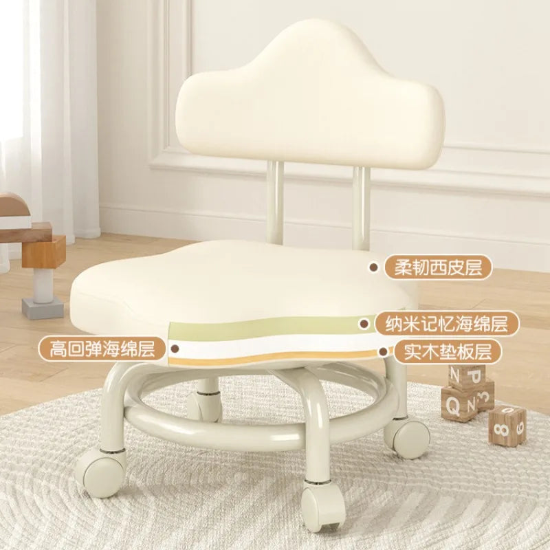 Tabouret de petite taille universel à roulettes, tabouret bas à poulie, tabouret de ménage pour enfants avec roue, sac souple, banc rond, chaise à dossier paresseux