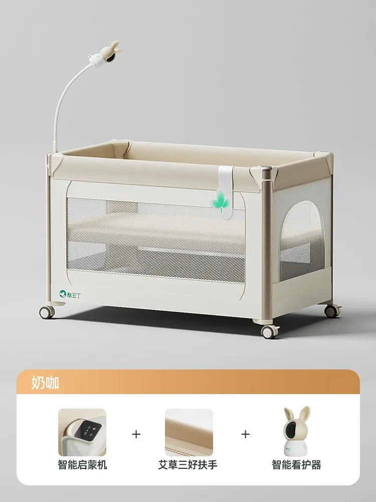 Lit bébé pliable intelligent avec table à langer mobile pour nouveau-né