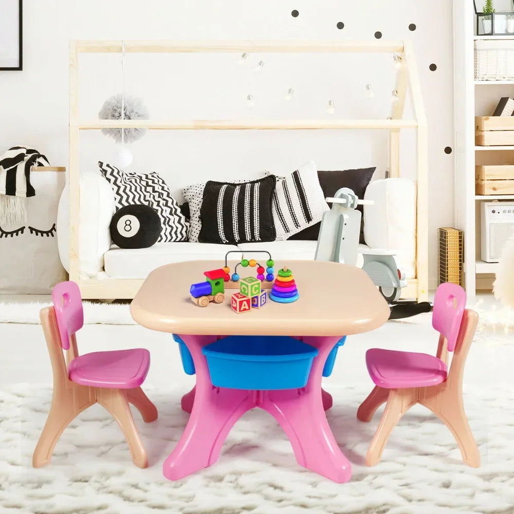 Ensemble table et chaises en plastique pour enfants, 3 pièces, meubles de jeu