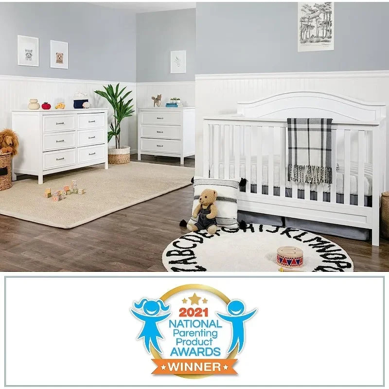 Cama para niños pequeños, cuna convertible 4 en 1 DaVinci Charlie en color blanco, con certificación Greenguard Gold, cama para niños