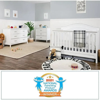 Cama para niños pequeños, cuna convertible 4 en 1 DaVinci Charlie en color blanco, con certificación Greenguard Gold, cama para niños