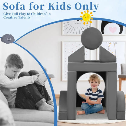 Sofá modular para niños pequeños, 18 piezas, para construir un fuerte, cojín de espuma convertible, para sala de juegos creativa