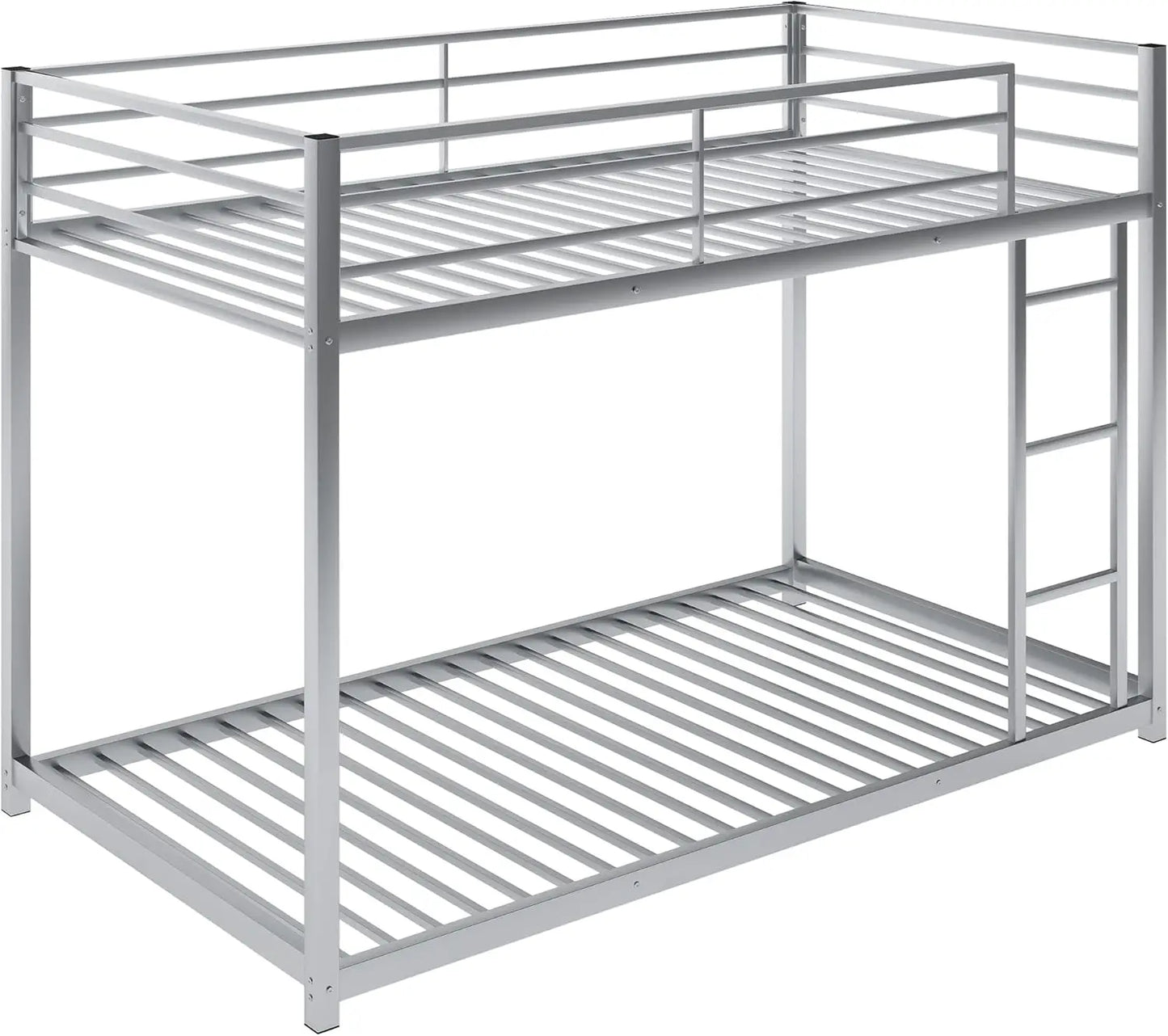 Low Metal Bunk Beds for Kids Twin Over Twin Bunk Beds with Built-in Ladder (Twin Over Twin, Silver)