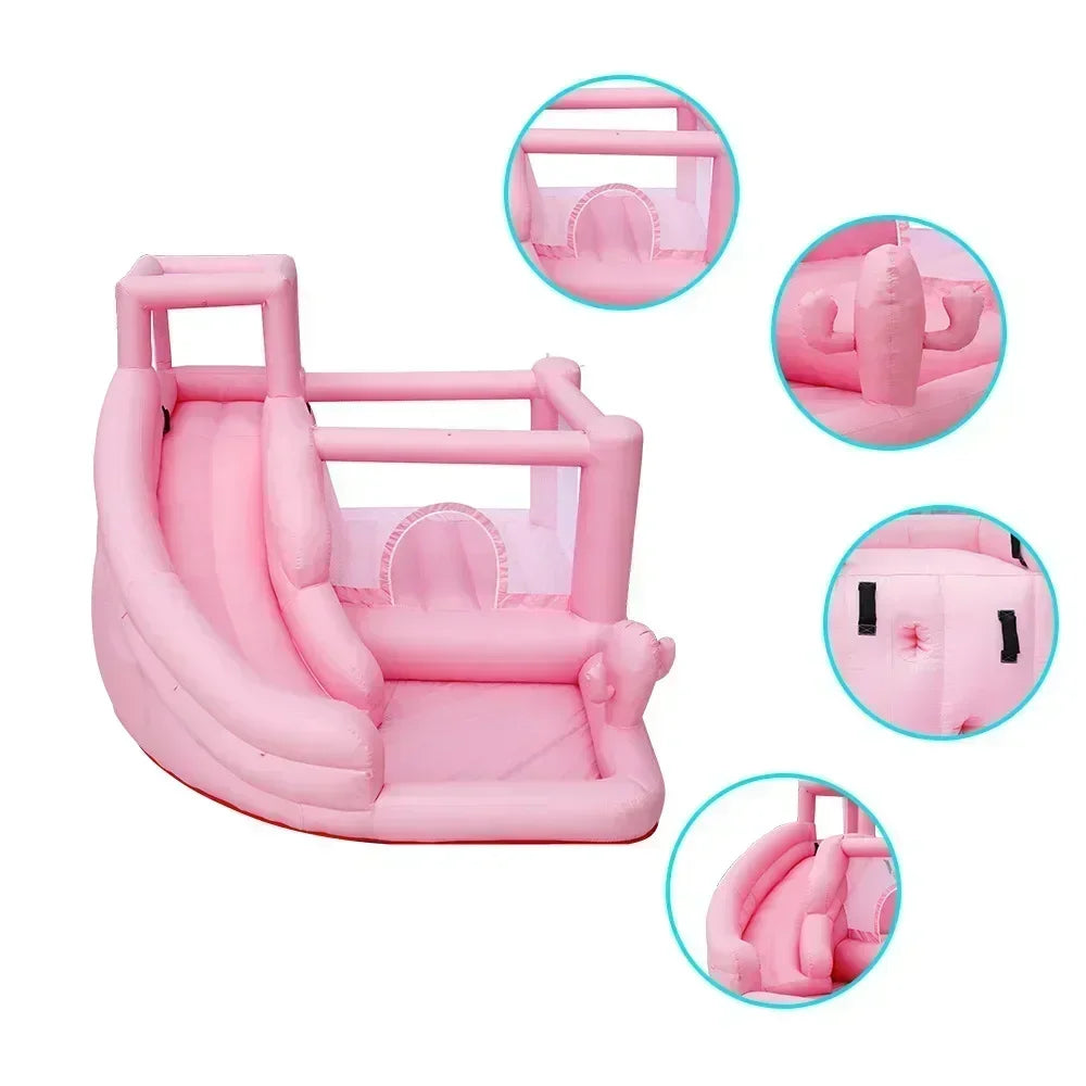 Pink Inflatable wedding castle trampoline Bounce House with air blower Party event Rental kids toy outdoor Jumping bed